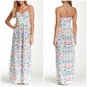 Amanda Uprichard Multicolor Floral Maxi‎ Silk Dress